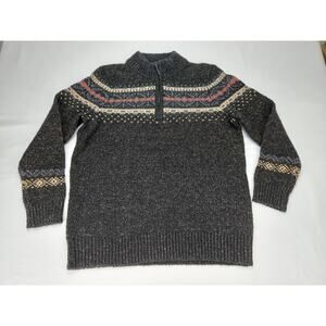 Smartwool Chup Mens Black Merino Wool Quarter Zip Ski Nordic Fair Isle Sweater M